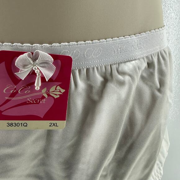 CocoCoco Secrets Silver White Satin Full Coverage Panties Underwear #38301 2XL - Picture 2 of 4